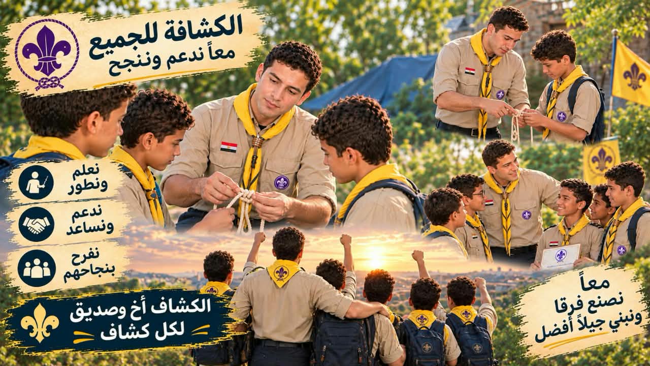 القائد الكشفي . عيد رأفت يكتب .  الكشافة للجميع  و معاً ندعم وننجح . 
